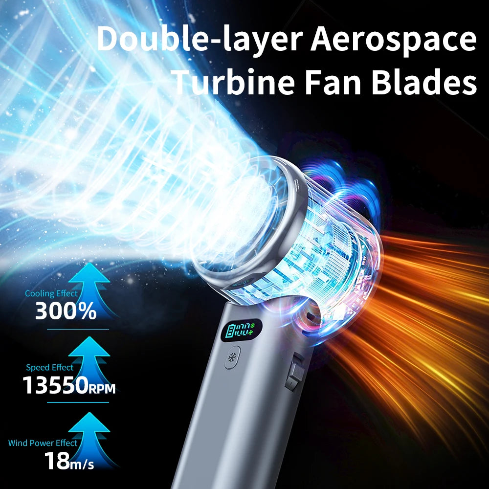 Large Capacity Handheld Fan High Speed Refrigeration Handheld Fan USB Charging Portable Fan