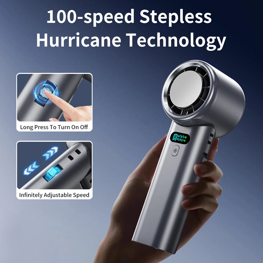 Large Capacity Handheld Fan High Speed Refrigeration Handheld Fan USB Charging Portable Fan